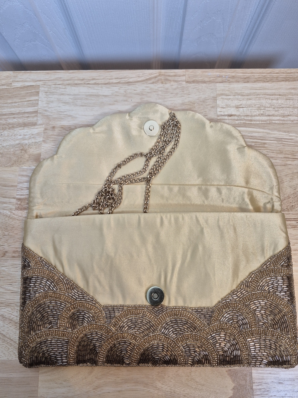 Charming Charlie RSVP Beaded Gold Clutch Wedding Guest Formal Evening Bag - Picture 4 of 9